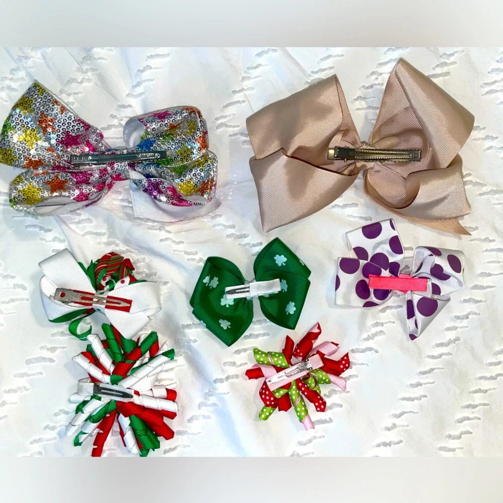 EUC Girls/Kids Hair Clip Bow Bundle (7 clips)